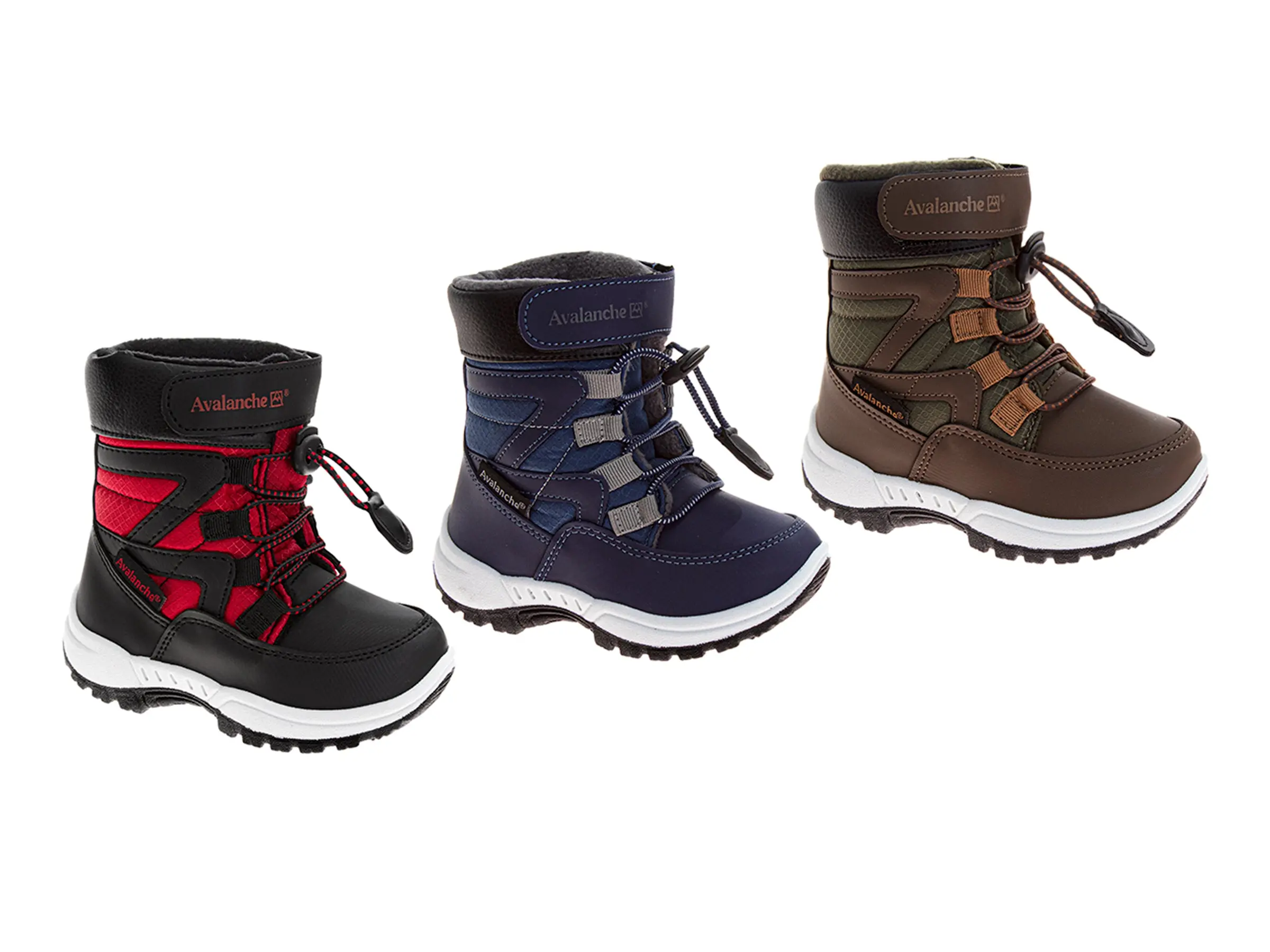 Avalanche Boys' Water Resistant Snow Boots with Warm Lining, Solid Rubber Traction Sole and Bungee & Velcro Closure (Little Kid), High Quality, Round Toe, Synthetic, 11 - 12 Years, Hook Loop, Cushioned, Insulated, Warm Kid Feet