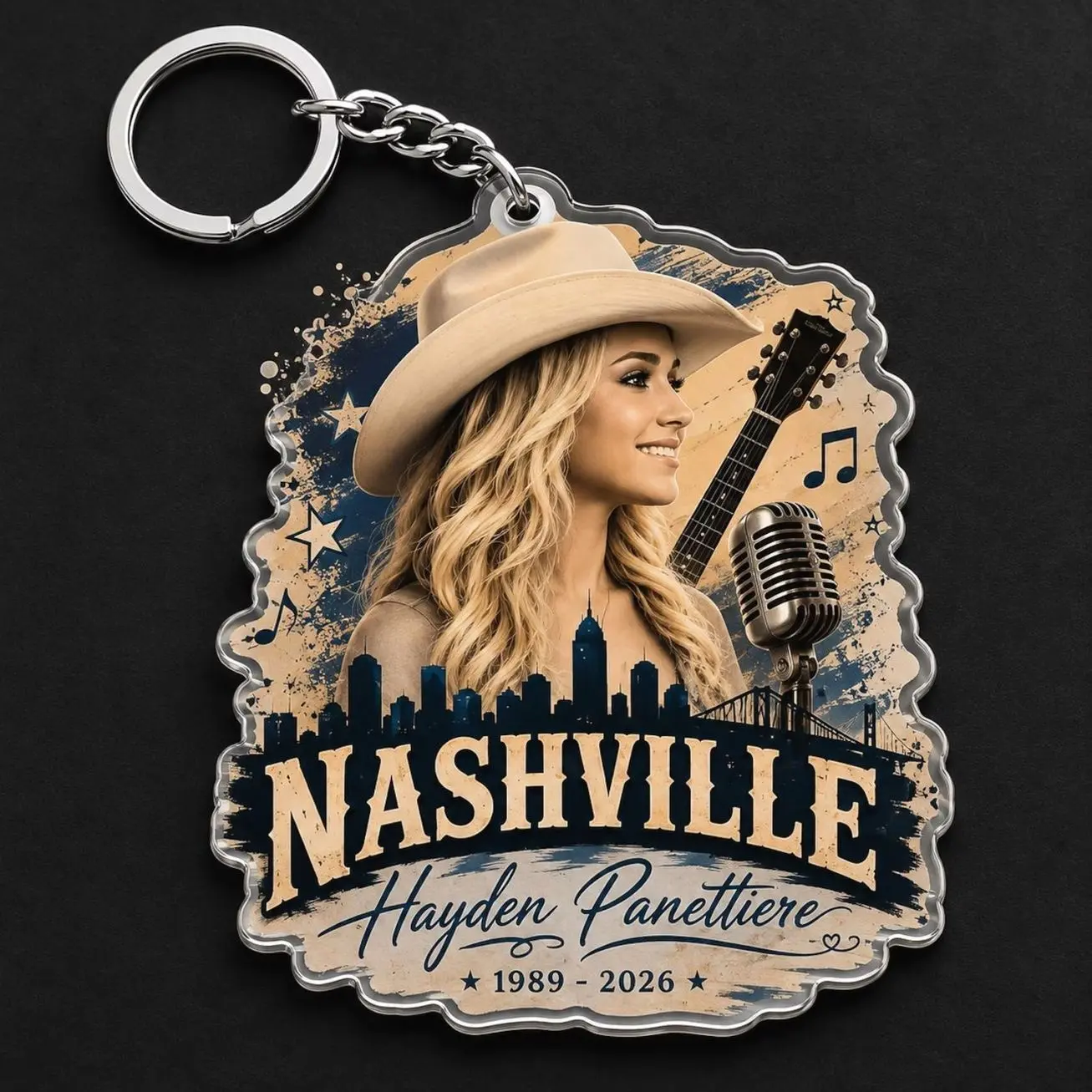 Hayden Panettiere Memorial Keychain, Nashville Tribute, 1989-2026 (Acrylic)