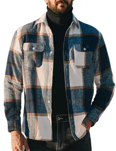 COOFANDY Mens Flannel Shirts Long Sleeve Plaid Shirt Jacket Button Down Shirt with Pockets