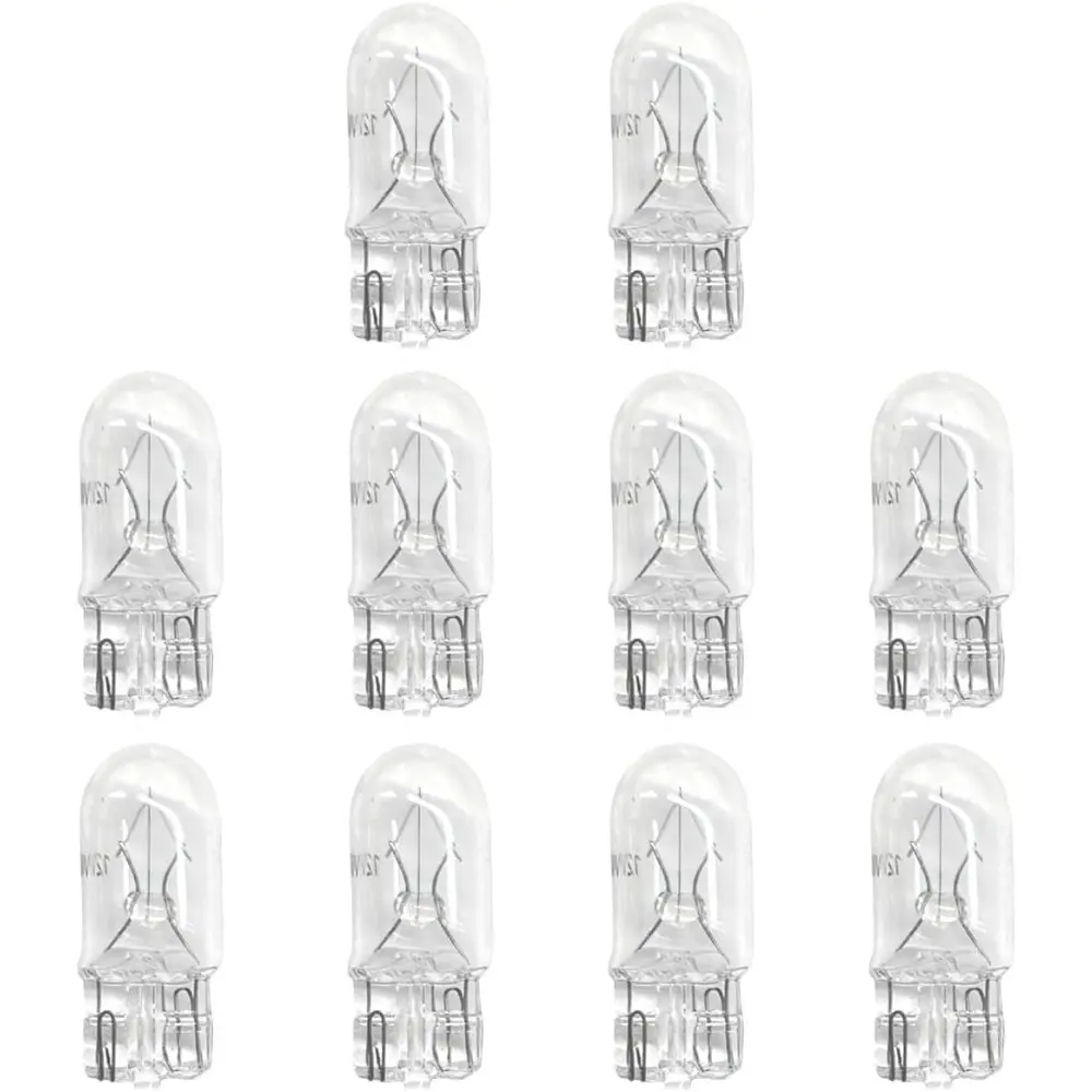 10 PCS T10 12V 5W Flat Foot Mini Lights For Car, Brake Light, Turn Light Bulbs, Quartz Glass Instrument Lights, Halogen Width Indicator Lights, Auto Lighting Replacement Accessories (T10)