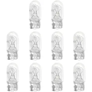 10 PCS T10 12V 5W Flat Foot Mini Lights For Car, Brake Light, Turn Light Bulbs, Quartz Glass Instrument Lights, Halogen Width Indicator Lights, Auto Lighting Replacement Accessories (T10)