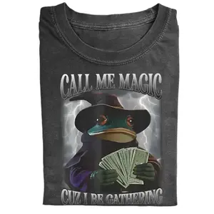 Call Me Magic Cuz I Be Gathering T Shirt, Wizard Frog Graphic Tee, Funny Gamer Gift, Unisex Cotton Crewneck Shirt