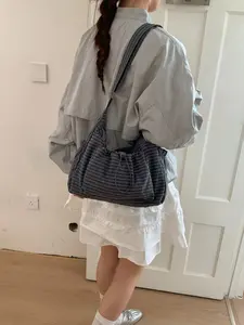 Elegant Gingham Crossbody Shoulder Bag, Casual All-Season Fabric Backpack, Perfect for Shopping & School, Lightweight Design