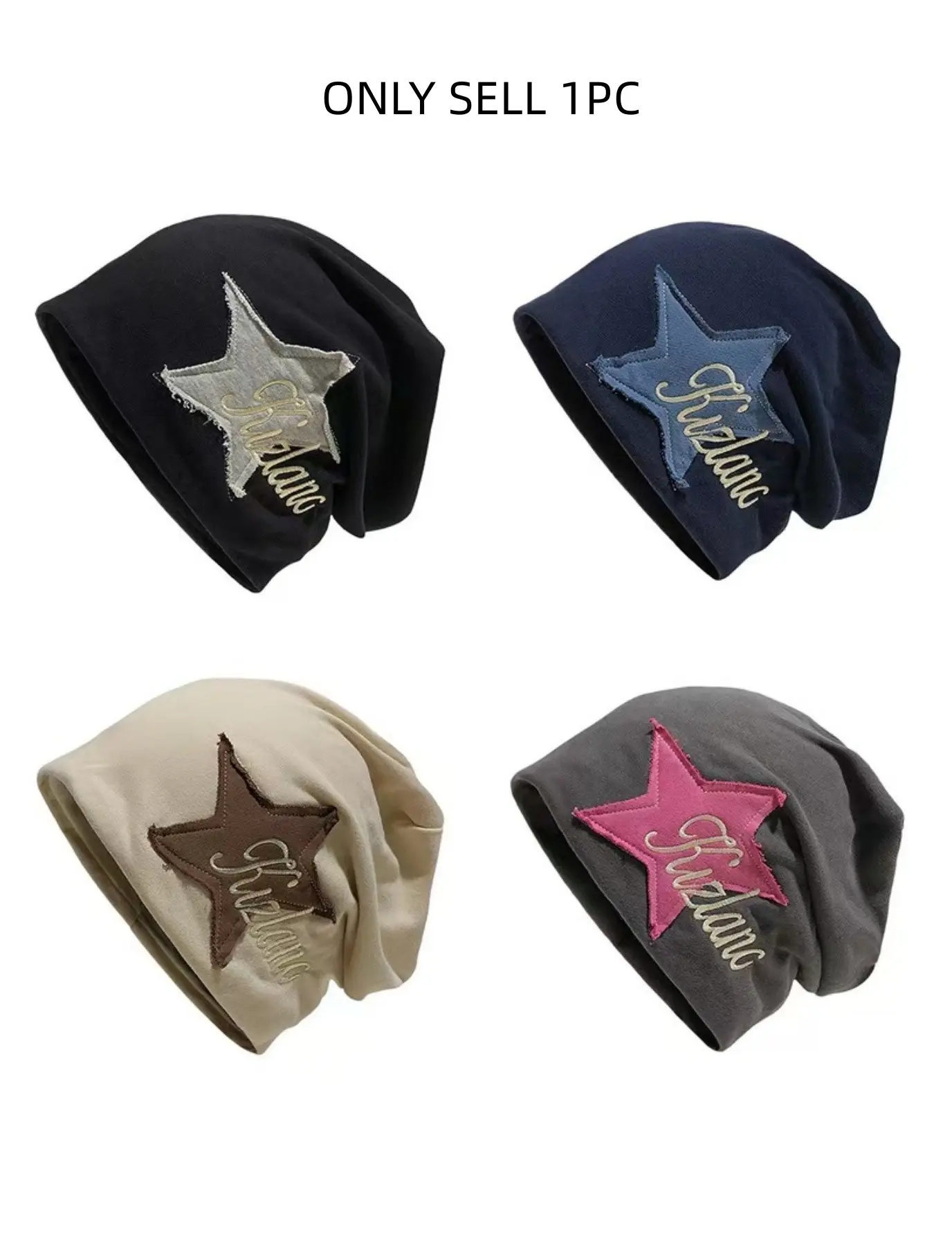 Women's Knitted Beanie Hat Versatile Preppy Style Star Pattern Ear Protection Postpartum Winter Streetwear Cap, Graphic Hat, Fitted Hat