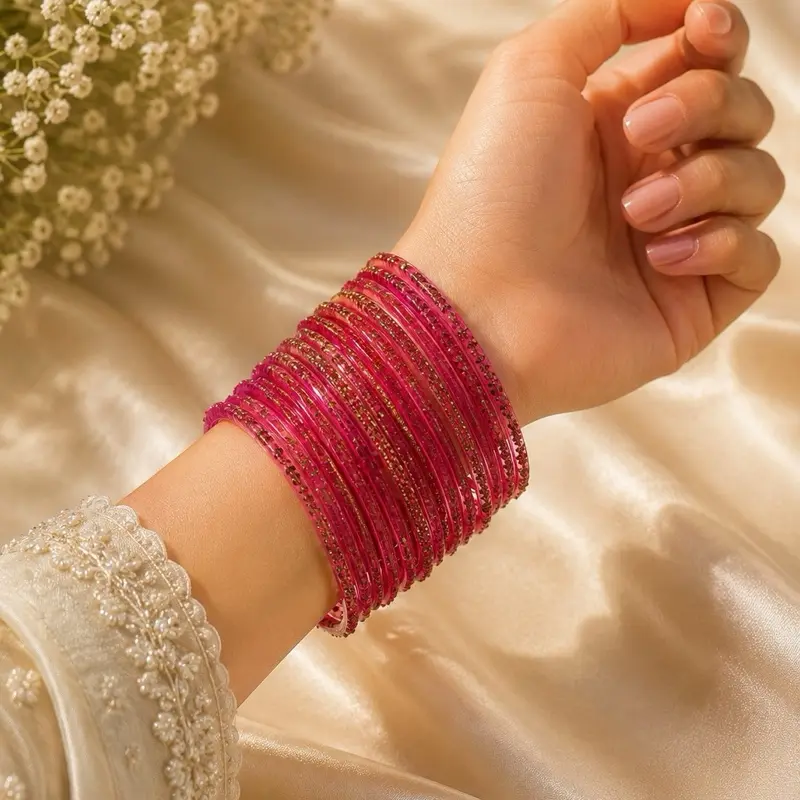 Glass Bangles (Size 2.6) - Elegant Bracelet, Trendy Jewelry, Fashionable Accessory, Costume Jewelry Addition, Elegant Jewelry Bracelet