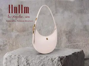 ARCLUXE SHOULDER PURSE — LEATHER CRESCENT BAG-CHICAGO WHITE