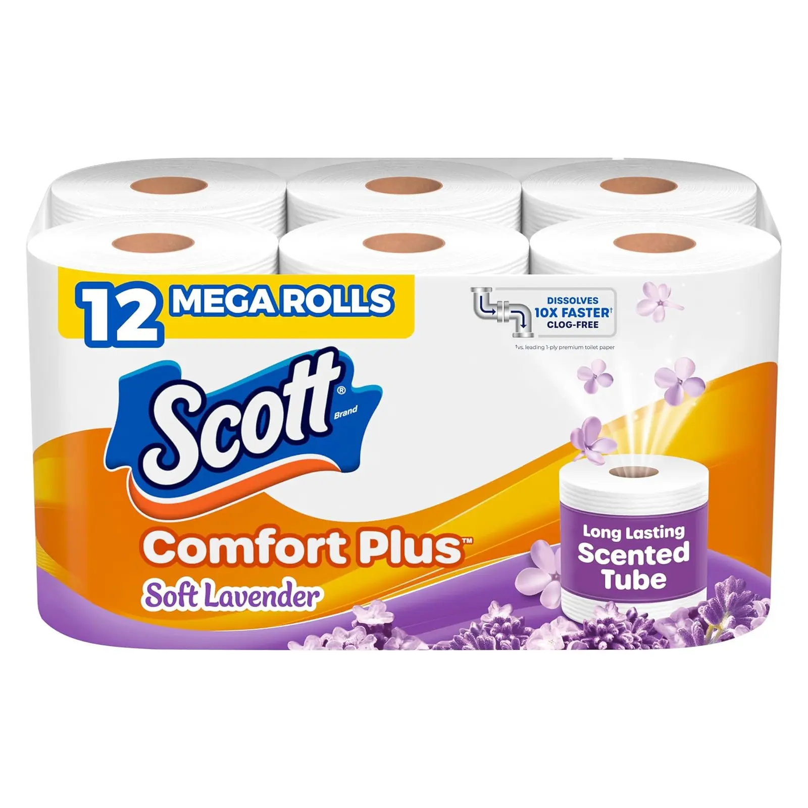 Scott ComfortPlus Scented Tube Toilet Paper, 12 Rolls, 310 Sheets per Roll