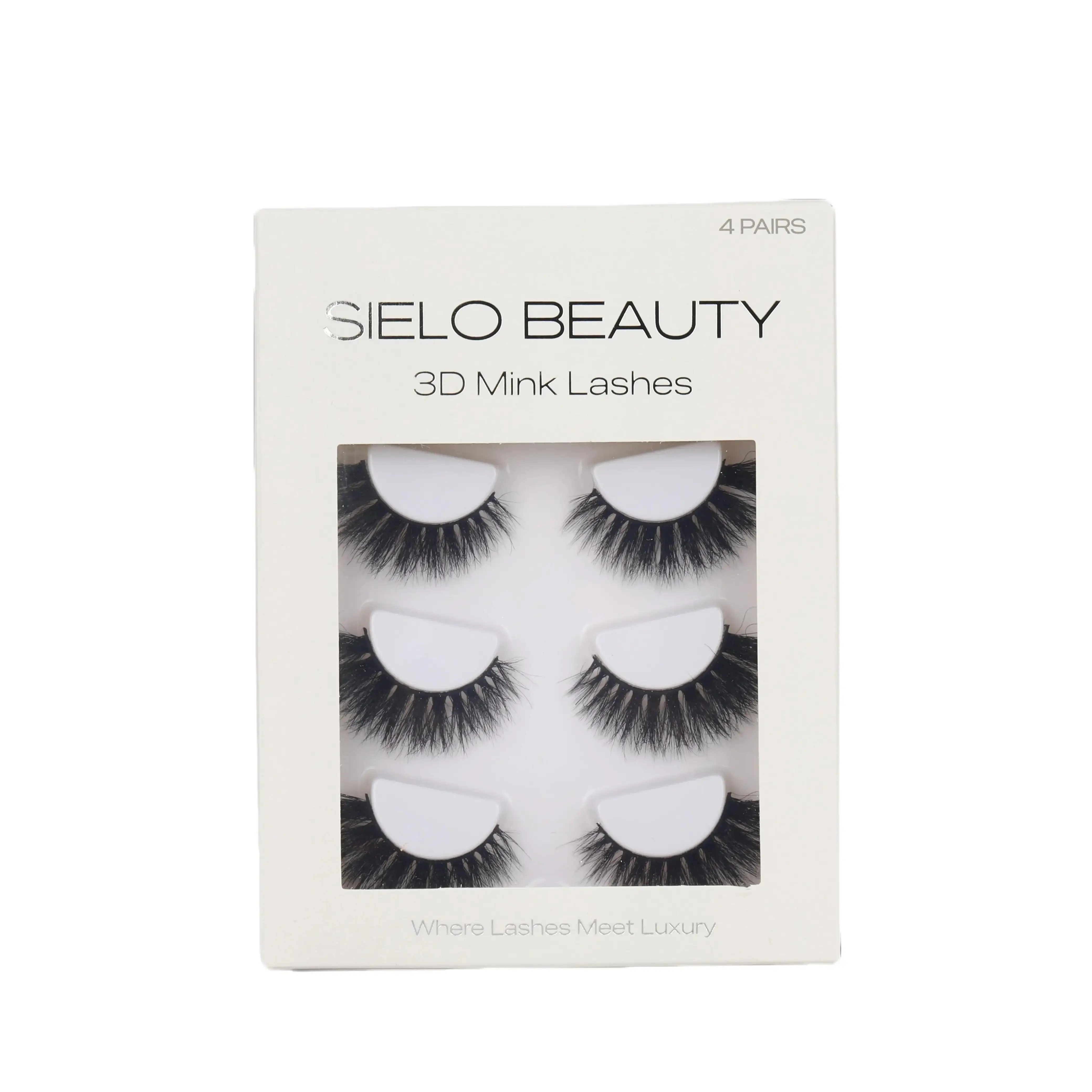 4 Pairs of "Luella" 3d Fluffy Lash Strip, Cat Eye Look, Dramatic, Full.
