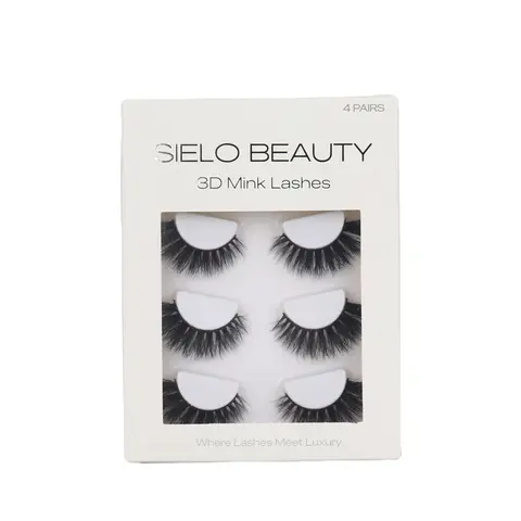 4 Pairs of "Luella" 3d Fluffy Lash Strip, Cat Eye Look, Dramatic, Full.