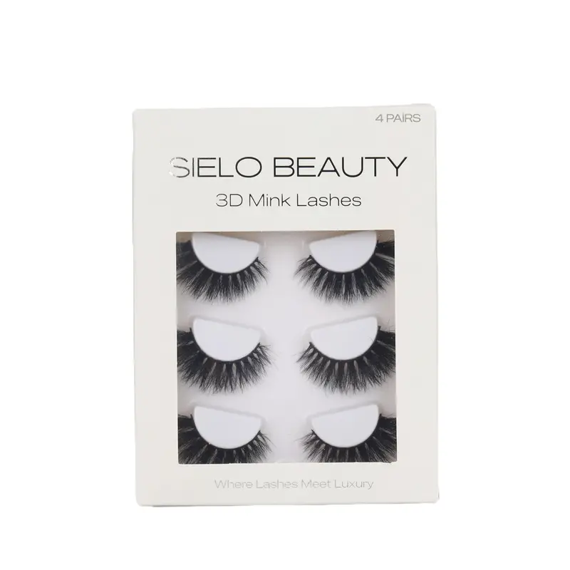 4 Pairs of "Luella" 3d Fluffy Lash Strip, Cat Eye Look, Dramatic, Full.