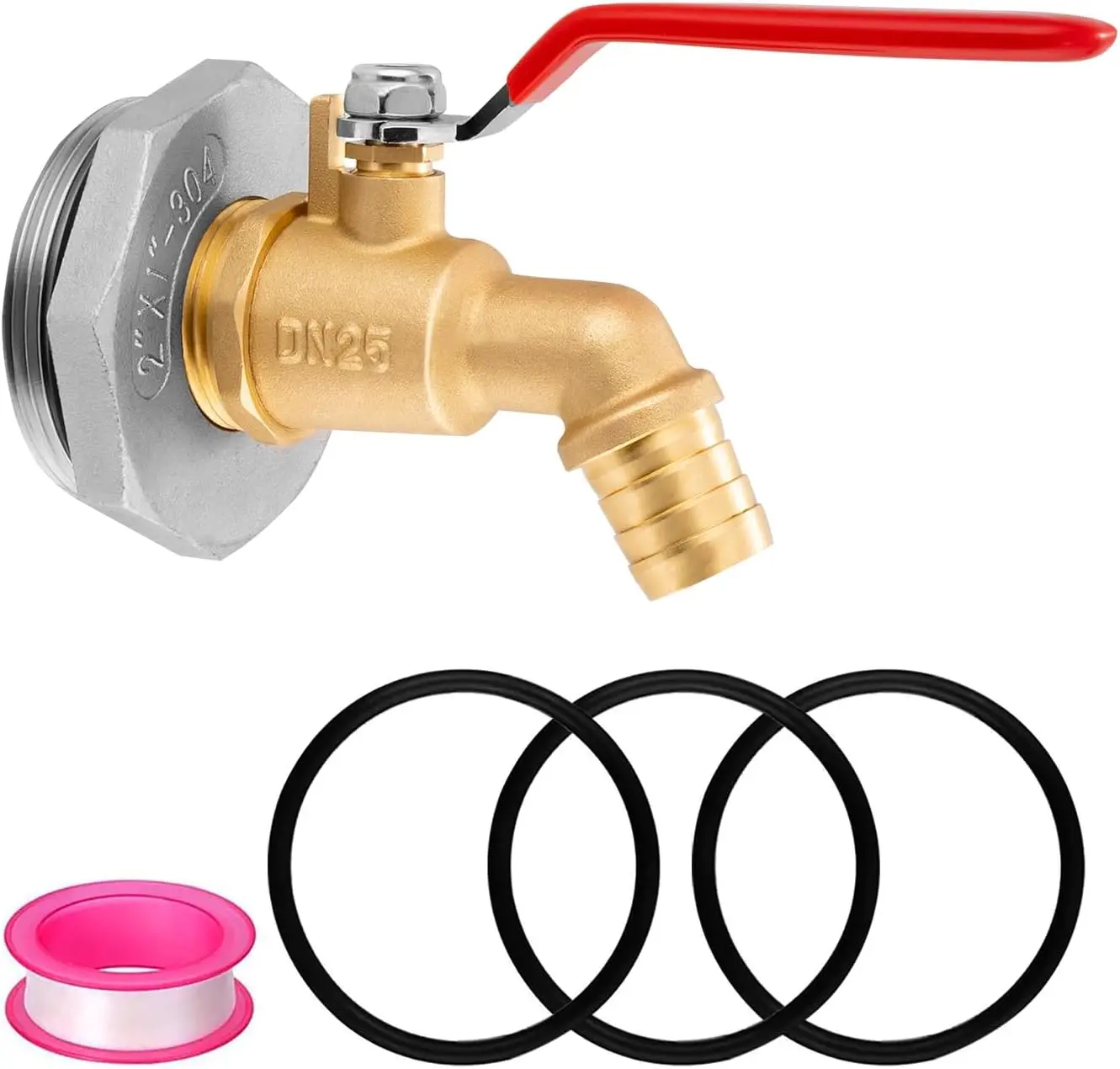2" Drum Faucet for 55 Gallon Drum, 1" Brass Barrel Spigot Faucet with EPDM Gasket