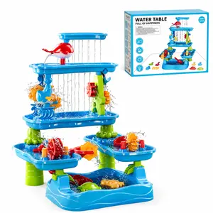 Sand Water Table Toys,3-Tier Outdoor Sand and Water Play Water Activity Tables Beach Toys for Outside Backyard,Birthday Gifts,3-Tier Kids Sand Water Table for Beach,Activity Sensory Play Table Toys for Toddlers, Water Activity Tables Summer Gift Toys