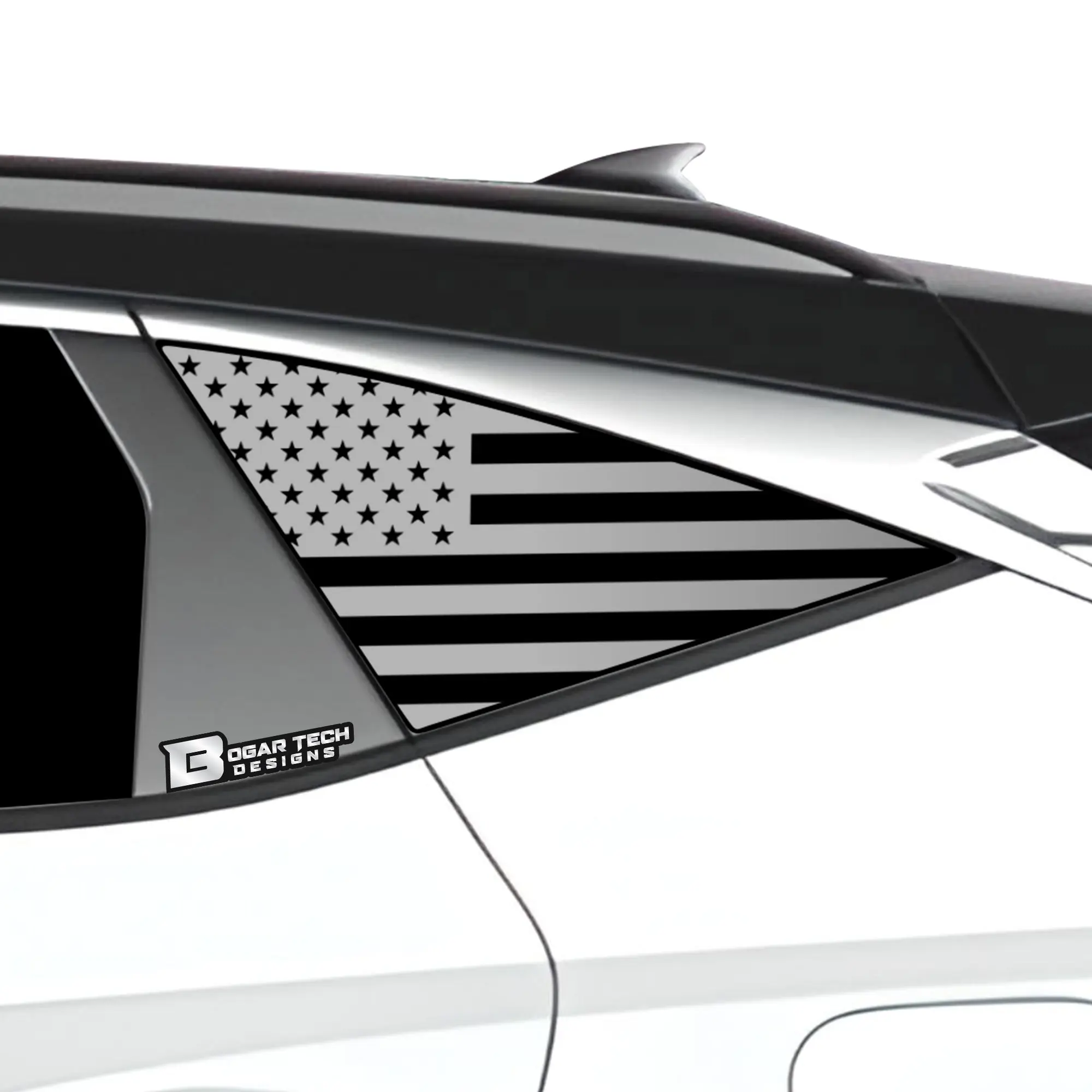 American Flag Quarter Window Decal for Hyundai Tucson 2022-2026 – Precut Matte Black Vinyl