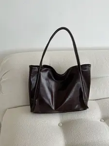 New Simple Handheld Tote Bag, Slouchy Tote, Unique Design Large Capacity Shoulder Bag, Casual Underarm Bag for Students, Commuting, Class