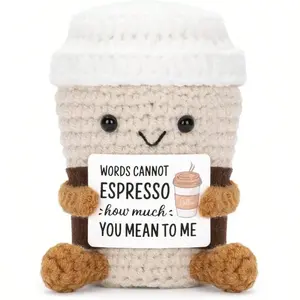 Mini Positive Crochet Penguin, Funny Inspirational Gifts for Women Men Friend Daughter Coworker, Plush Duck Shark Decorative Ornaments, Birthday Christmas Stocking Stuffers, Emotional Cute Decor, Stuffed Animal, Handmade Crochet Figure