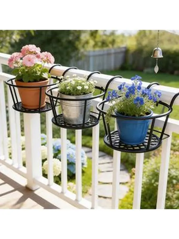 Banbers 3-Pack Minimalist Black Iron Plant Stand - Heavy-Duty, Rust-Resistant, 3-Column Base Flower Pot Holder for Indoor Living Rooms, Outdoor Gardens