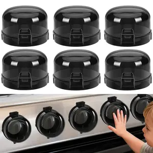 Stove Knob Safety Covers, 6 Pack Universal Gas Stove Knob Covers, Heat-Resistant Baby Proof Stove Knob Covers, Gas Stove Knob Locks for Child Safety and Pet (Black) HOIGRBOM