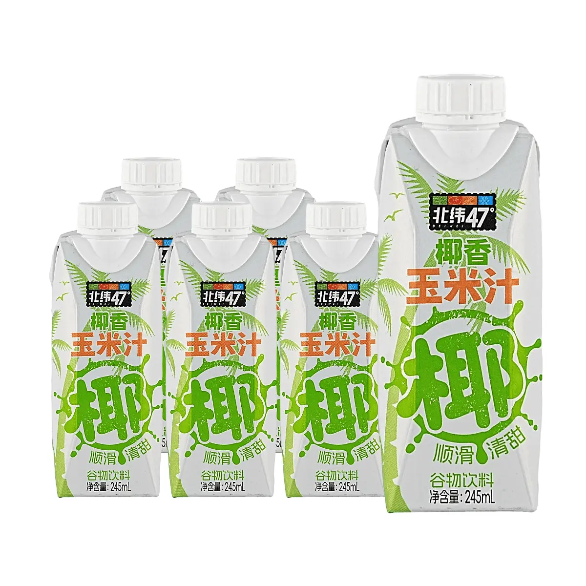 Bei Wei Coconut Flavored Corn Drink, 245ml Cans (6-Pack) - Wholesome Grain Beverage for Nutritious Breakfast & On-the-Go
