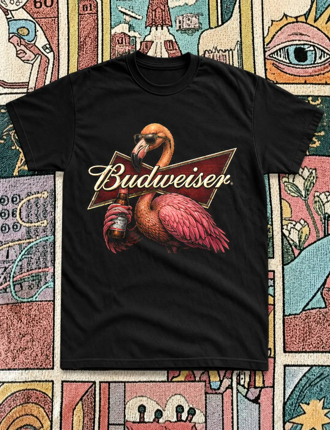 Budweiser Flamingo Shirt, Vintage Beer Graphic Tee, Retro Pink Flamingo T-Shirt, Funny Summer Beach Shirt, Comfort Colors Unisex Beer Lover Gift