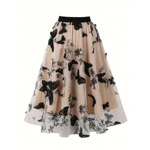 Polyester Butterfly Print Skirt — Machine washable polyester butterfly print skirt — Women’s elegant women’s fashion fabric for spring/summer/autumn
