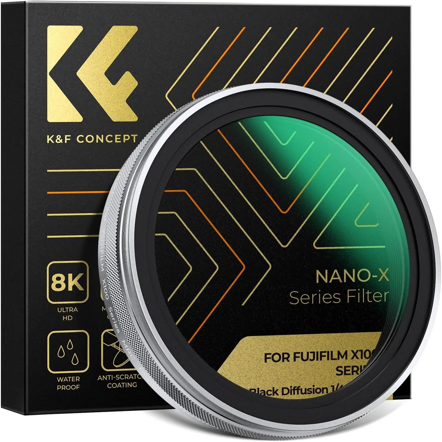 【DealsForYouDays】K&F CONCEPT Black Mist Diffusion 1/4 Filter(Silver Frame) Compatible with Fujifilm X100 Series, X100/X100F/X100S/X100T/X100V/X100VI, 28 Multi-Coatings HD Optical Glass Lens Filter, Camera Accessories, Magnetic