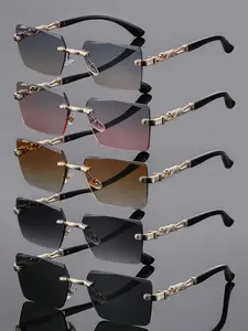 Y2K Men's Square Frameless Fashion Glasses, Leopard Print Design, Unisex Photo Props, Perfect for Parties and Summer, Trendy Square Sunglasses