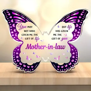 Butterfly Acrylic Plaque Gift for Mother-in-Law - Mother's Day, Birthday & Christmas Present from Daughter-in-Law，Decoration Items