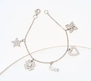 Diamonique x Kathy Levine So Charming Charm Bracelet, Sterling Silver