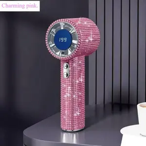 Portable High Power Smart USB Rechargeable Fan - 3-Speed Turbo Handheld Mini Fan with LED Digital Display, Stylish Gift for Women, Cool Gadget for Travel, Makeup, Smart Fan