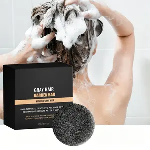 Black Hair Shampoo Soap – Gentle Daily Hair & Beard Wash, Helps Support Hair Pigment Restoration and Improve Natural Hair Luster