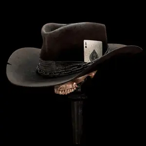 Vintage Distressed Look Pure Wool Cowboy Hat, Adjustable Size Fashion Accessory with Unique Texture for Cowboy Style Enthusiasts,summervibes
