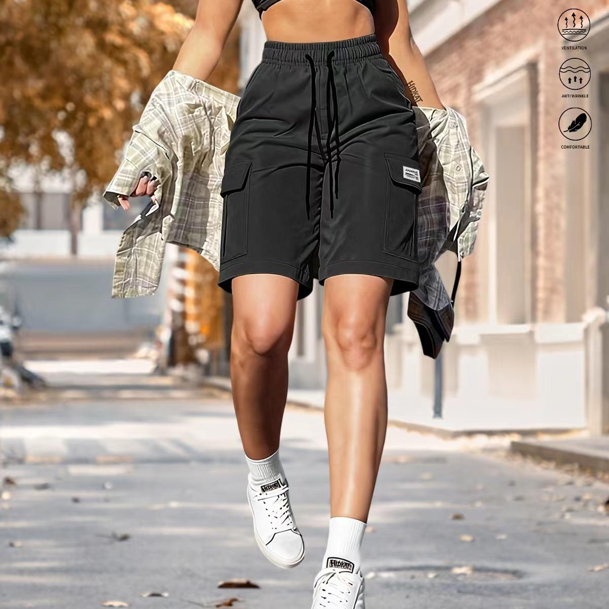 Pack of 5 women’s summer casual cargo shorts featuring an elastic drawstring waist that can be adjusted and multiple pockets. Suitable for everyday wear, leisure activities, beach vacations, and party celebrations. Summer women’s cargo shorts, summer vibe