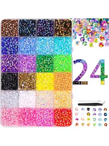 24-Piece Candy Resin Rhinestones, 3mm Ab Color Flat Back Jelly Water Drills, Ideal for DIY Jewelry, Nail Art, Phone Decorations, Glitter Rhinestone
