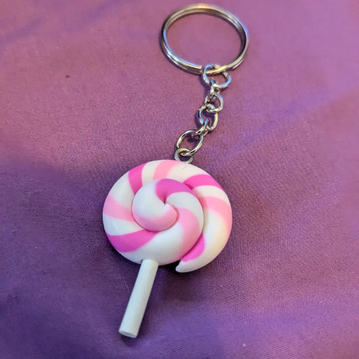 Pink & Orange Lollypop Candy keychain