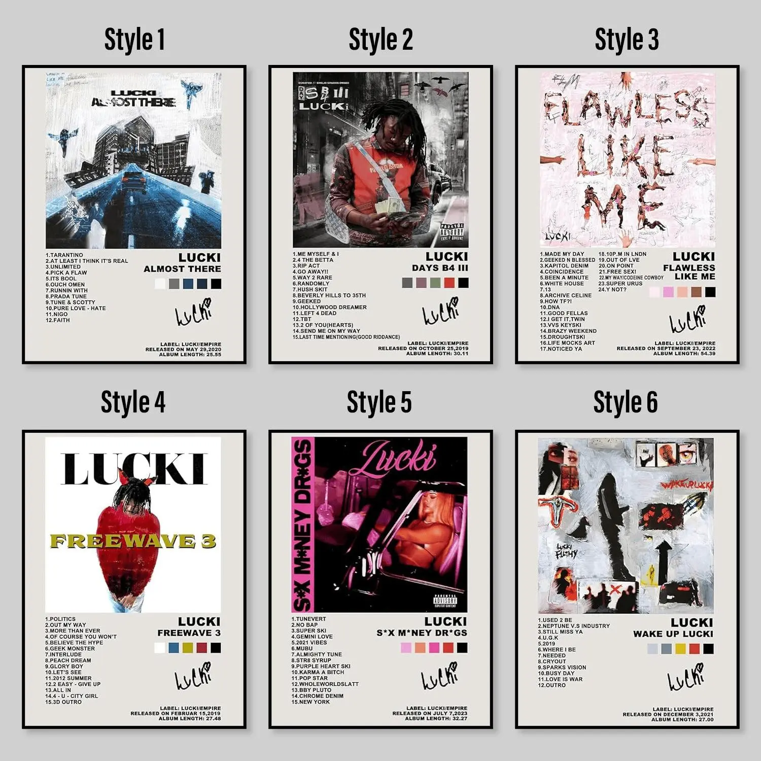Lucki Rapper Roster Lucki Album Poster Lucki Flawless Like Me Poster Rapper Wall Art Rap Album Poster, Fans Poster, Premium Poster, Home Decor Idea, Room Decoration, Wall Art Decor