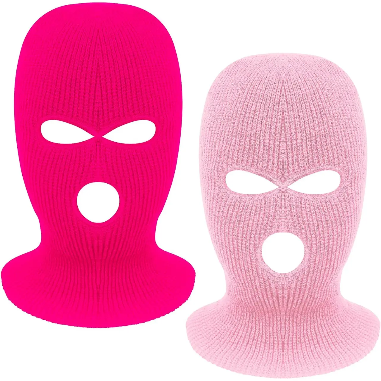 2 Pieces 3-Hole Full Face Mask Cover Ski Mask Winter Balaclava Cap Knitted Face Cover for Winter Outdoor Sports 3  hole  mask Knitted Windproof Ski Balaclava Set