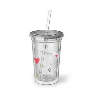 Love Doodles Double-Walled Tumbler with Straw