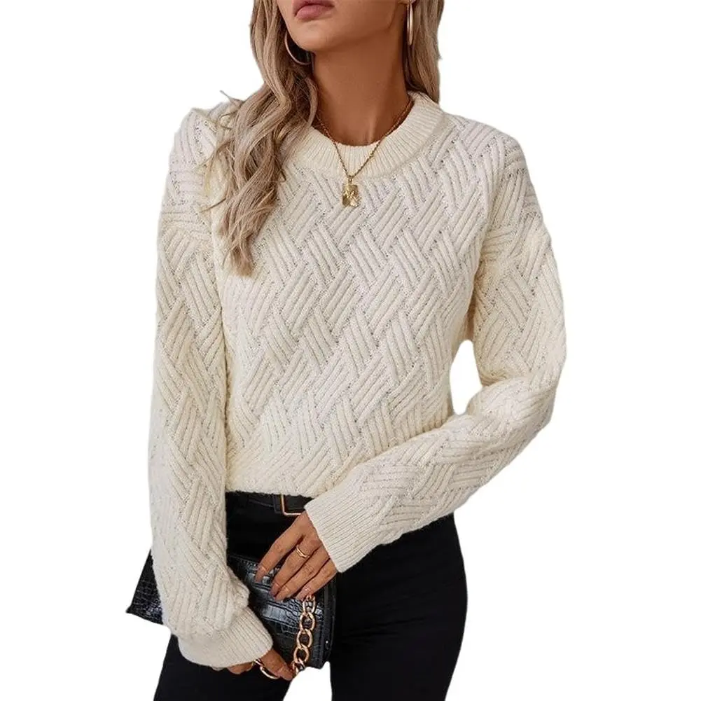 GARVEE Damen Pullover Elegant Winter Strickpullover Casual Lose Langarm Pulli Oberteil Sweater Beige XL