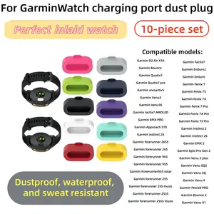10-Pack Garmin Watch Charging Port Dust Plugs, Compatible with Fenix8 Pro, Forerunner170, Instinct3, Durable Silicone Seals