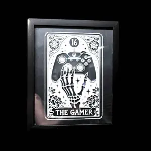 Gamer Tarot Card Glass Etched for Gaming Enthusiasts