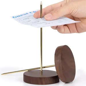Ticket Stabber Receipt Spike for Restaurant - 2 PCS Receipt Holder Bill Fork with Heavy-Duty Wooden Base, Check Spindle for Kitchen Office