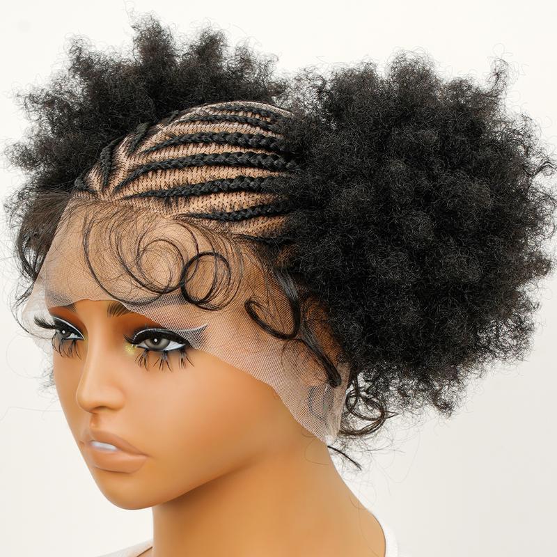 Supernova Pre-Styled Braided Wig Afro Ponytail Full Lace Braided Wig Synthetic Hair