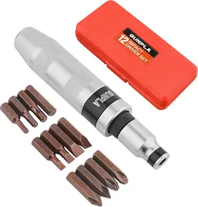 Gunpla 14Pcs Manual Impact Screwdriver Set | Heavy Duty S2 Steel Bits & 40CR Alloy Driver | Dual-Action Reversing Impact Tool for Rusted Screws & Frozen Bolts | Professional Auto & Home Repair Kit