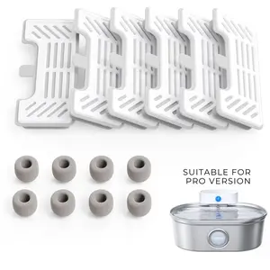 Upgrade Uahpet 6 Pack Replacement Filters & 8 Pack Replacement Filter Sponges, Compatible with Uahpet Stainless Steel Pet Fountain PRO version