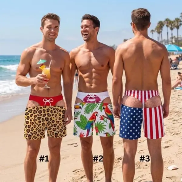Funny Men’s Swim Trunks, Custom Fake Underwear Beach Shorts, Wide Load Birthday Gag Gift For Him, Summer Gag Gift For Men, Summer Vacation