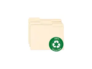 Smead 10339 100% Recycled File Folders, 1/3 Cut, One-Ply Top Tab, Letter, Manila, 100/Box