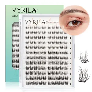 Lash Clusters 0.05mm Individual Lashes, 3D Wispy Lashes Clusters, 0.1mm Super Thin Band Resuable Natural Lashes,D Curl Faux Mink Lashes,180pcs Lash Extension (Green Charm-D-0.05-8-16mix)