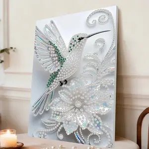 A framed pearl and diamond painting set | brid Pattern, acrylic paint canvas, suitable for wall decoration in living rooms, bedrooms, and studies; a great choice for Christmas, New Year's, and birthday gifts.