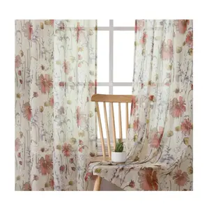Crushed Sheer Curtains 84 Inch Length 2 Panels Set for Living Room