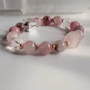 Sakura & Rose Quartz Copper Bracelet